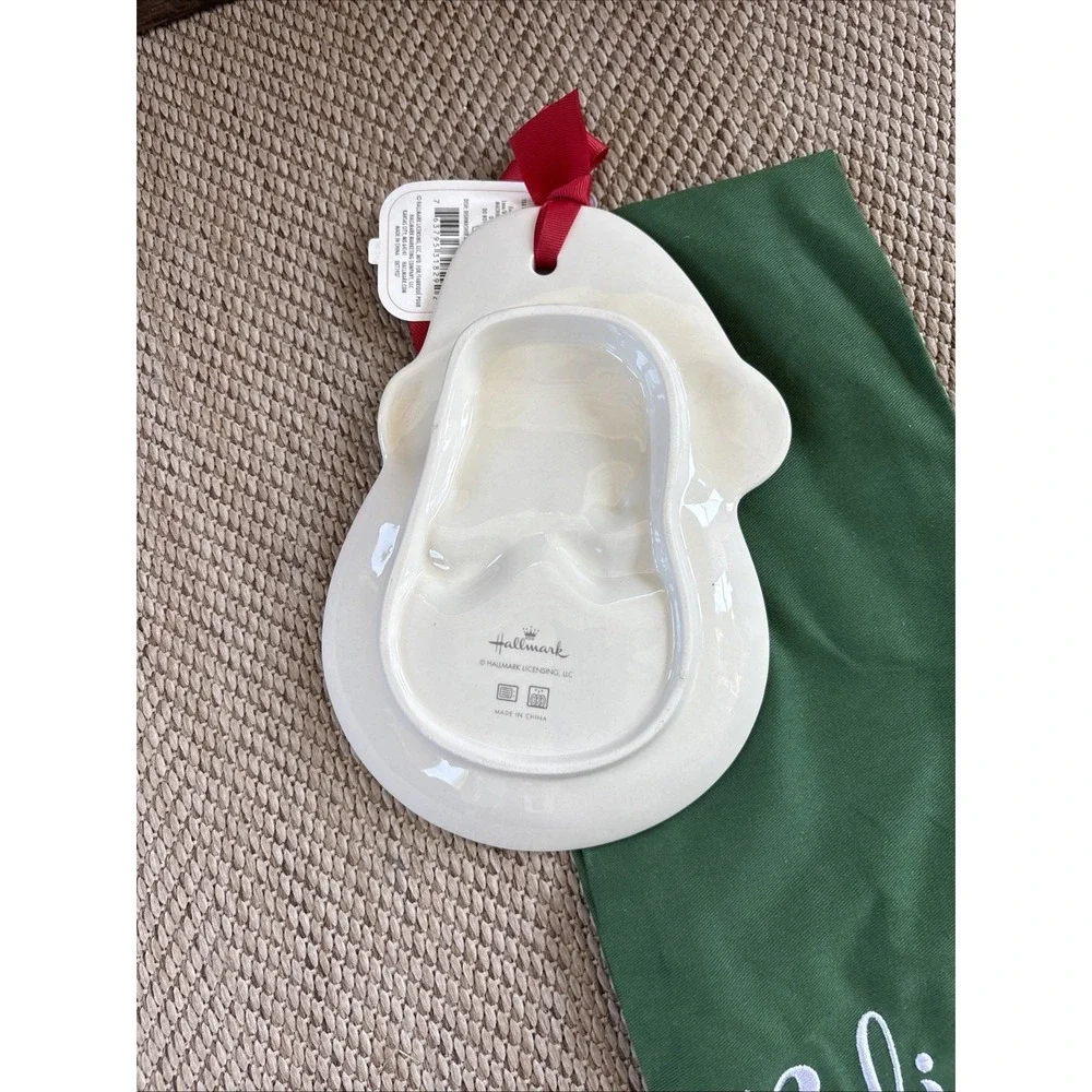 HALLMARK TEA TOWEL & CERAMIC DISH SANTA NEW WITH TAGS TWO PIECE SET